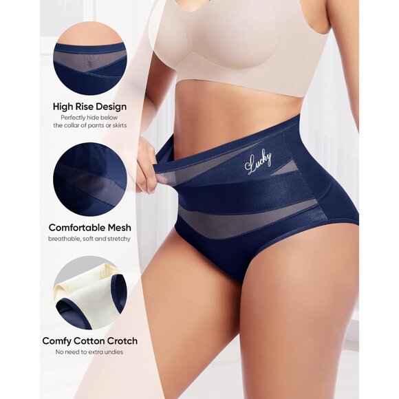 Women's High Waisted Panties 4 Pack Full Coverage Tummy Control Comfortable - Picture 5 of 7
